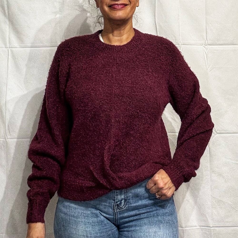 Joie Cranberry Stavan Metallic Detail Crewneck Sweater Sz M